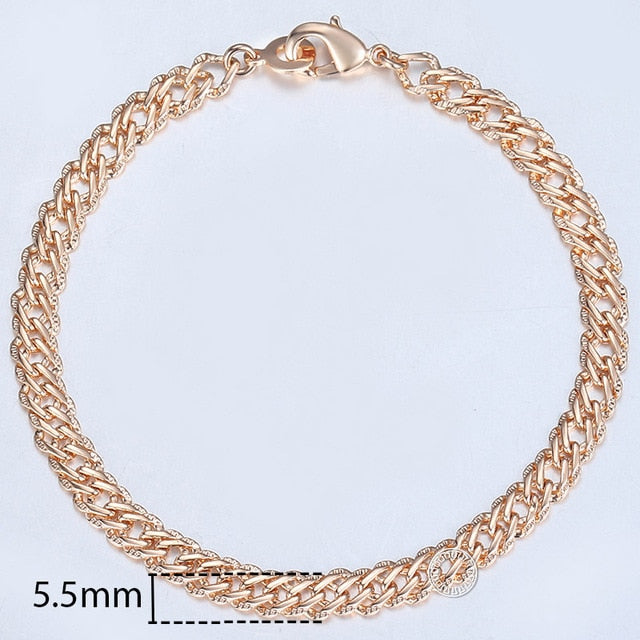 20cm Bracelets For Women Men 585 Rose Gold Curb Snail Foxtail Venitian Link Chains Men's Bracelets Fashion Jewelry Gifts KCBB1