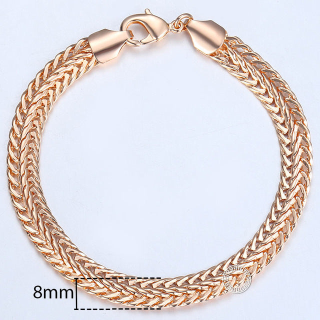 20cm Bracelets For Women Men 585 Rose Gold Curb Snail Foxtail Venitian Link Chains Men's Bracelets Fashion Jewelry Gifts KCBB1