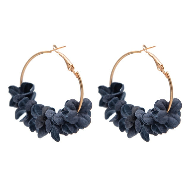 Fashion Fabric Flower Drop Earrings For Women 2019 Statement Colorful Petal Circle Big Fancy Earring Jewelry Oorbellen ER4890