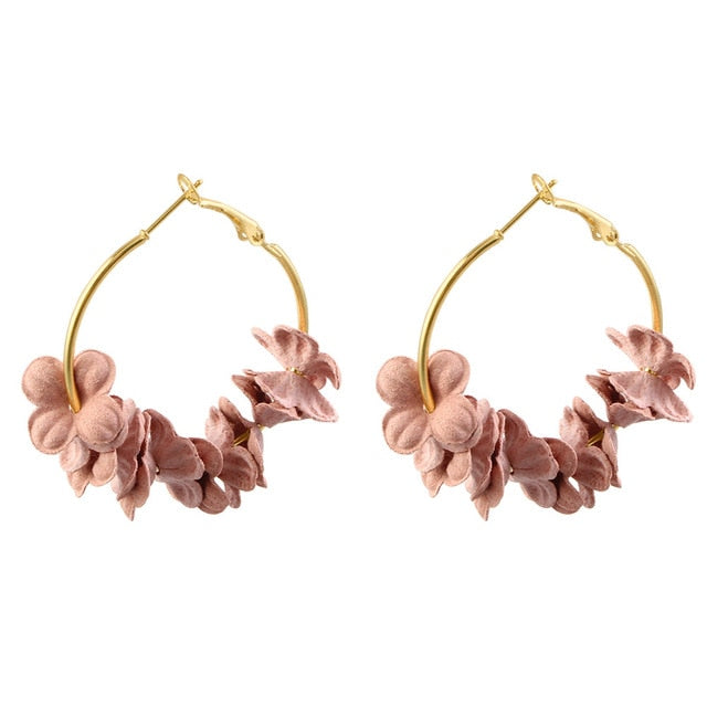 Fashion Fabric Flower Drop Earrings For Women 2019 Statement Colorful Petal Circle Big Fancy Earring Jewelry Oorbellen ER4890