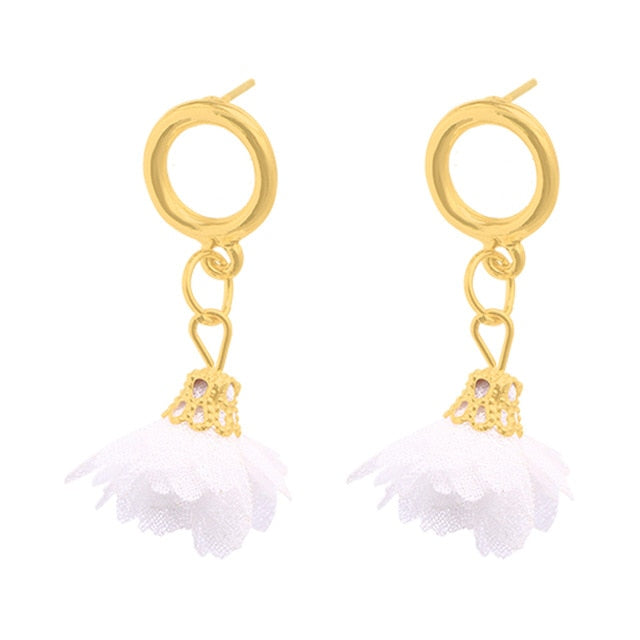 Fashion Fabric Flower Drop Earrings For Women 2019 Statement Colorful Petal Circle Big Fancy Earring Jewelry Oorbellen ER4890