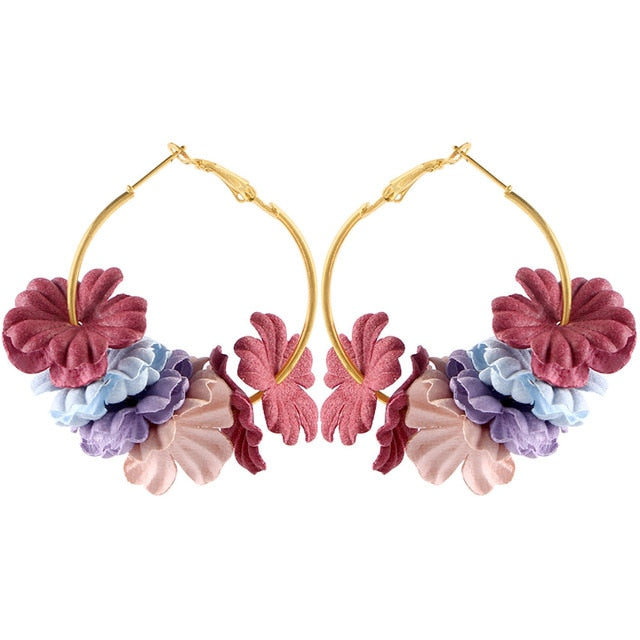 Fashion Fabric Flower Drop Earrings For Women 2019 Statement Colorful Petal Circle Big Fancy Earring Jewelry Oorbellen ER4890