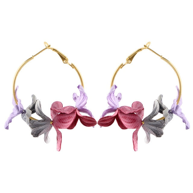 Fashion Fabric Flower Drop Earrings For Women 2019 Statement Colorful Petal Circle Big Fancy Earring Jewelry Oorbellen ER4890
