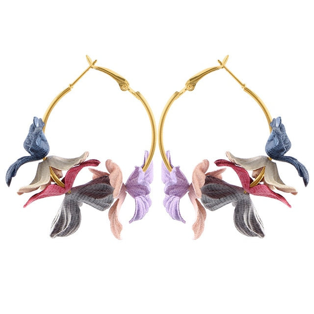 Fashion Fabric Flower Drop Earrings For Women 2019 Statement Colorful Petal Circle Big Fancy Earring Jewelry Oorbellen ER4890