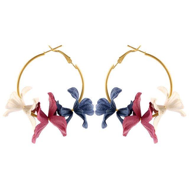 Fashion Fabric Flower Drop Earrings For Women 2019 Statement Colorful Petal Circle Big Fancy Earring Jewelry Oorbellen ER4890