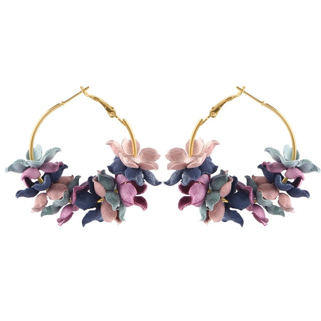 Fashion Fabric Flower Drop Earrings For Women 2019 Statement Colorful Petal Circle Big Fancy Earring Jewelry Oorbellen ER4890