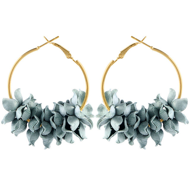 Fashion Fabric Flower Drop Earrings For Women 2019 Statement Colorful Petal Circle Big Fancy Earring Jewelry Oorbellen ER4890