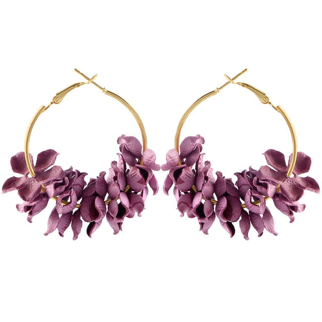 Fashion Fabric Flower Drop Earrings For Women 2019 Statement Colorful Petal Circle Big Fancy Earring Jewelry Oorbellen ER4890
