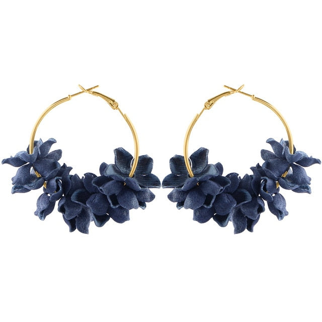 Fashion Fabric Flower Drop Earrings For Women 2019 Statement Colorful Petal Circle Big Fancy Earring Jewelry Oorbellen ER4890