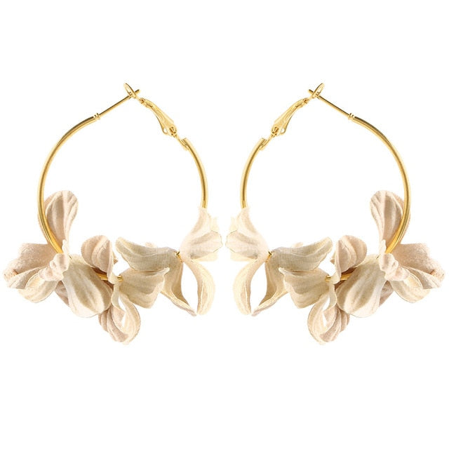 Fashion Fabric Flower Drop Earrings For Women 2019 Statement Colorful Petal Circle Big Fancy Earring Jewelry Oorbellen ER4890