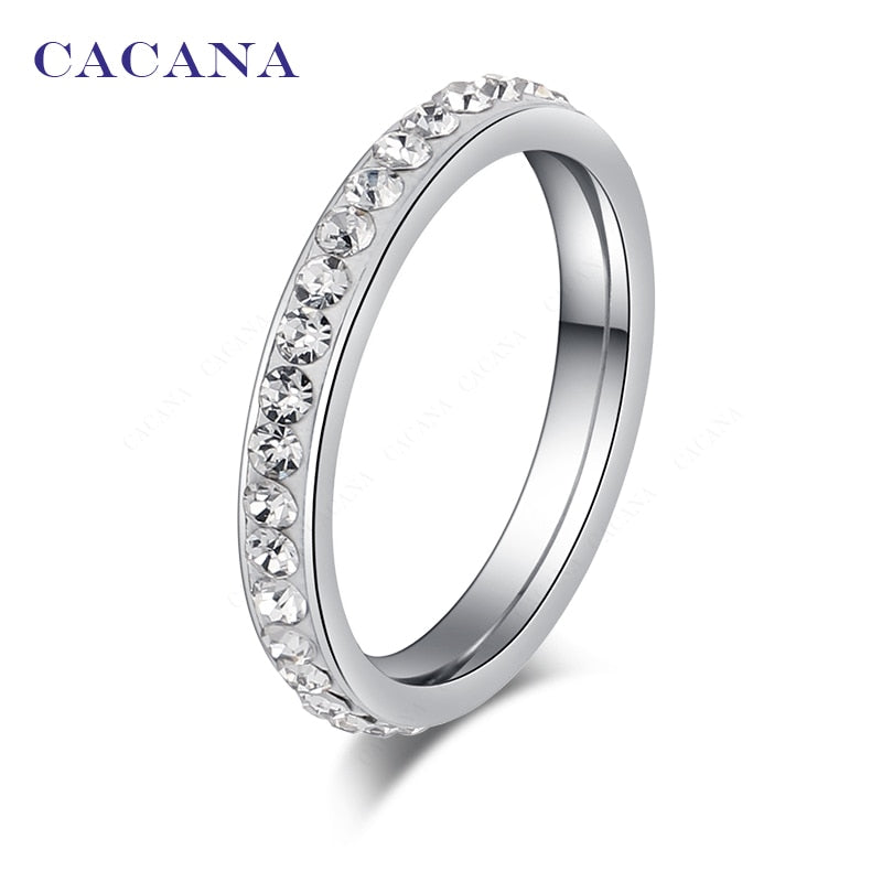 CACANA  Stainless Steel Rings For Women Small CZ  Surround Personalized Fashion Jewelry Wholesale NO.R19