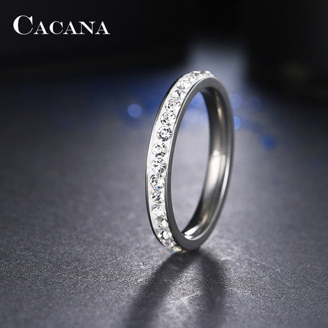 CACANA  Stainless Steel Rings For Women Small CZ  Surround Personalized Fashion Jewelry Wholesale NO.R19