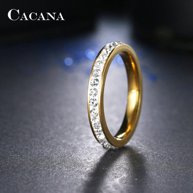 CACANA  Stainless Steel Rings For Women Small CZ  Surround Personalized Fashion Jewelry Wholesale NO.R19