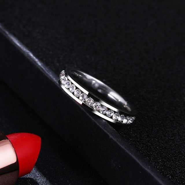 CACANA  Stainless Steel Rings For Women Small CZ  Surround Personalized Fashion Jewelry Wholesale NO.R19