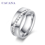 CACANA  Stainless Steel Rings For Women Slash A Line Of CZ  Personalized Custom Fashion Jewelry Wholesale NO.R68