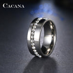 CACANA  Stainless Steel Rings For Women Slash A Line Of CZ  Personalized Custom Fashion Jewelry Wholesale NO.R68