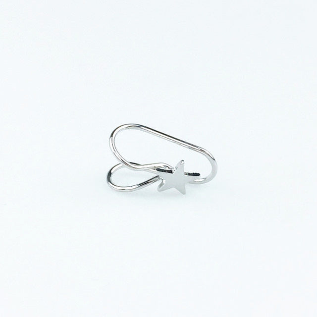 2018 Fashion Women's U-shiaped Earrings Heart Butterfly Moon Female Ear Cuff Clip On Earrings Metal Jewelry For Women Gift