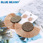 Tassel earrings bohemian statement luxury long earring valentine's day handmade women geometric fringe fashion big rhinestone cc