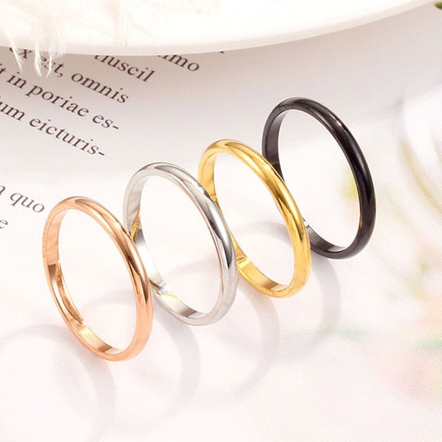 Mossovy Stainless Steel Silver Ring Engagement Black Ring Female Rose Gold Rings for Women Fashion Jewelry Anillos Mujer Ringen