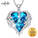 Cdyle Angel Wings Necklace Crystals from Swarovski Necklaces Fashion Jewelry For Women Heart Of Angel Mother's Day Mom Necklace