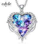 Cdyle Angel Wings Necklace Crystals from Swarovski Necklaces Fashion Jewelry For Women Heart Of Angel Mother's Day Mom Necklace