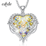 Cdyle Angel Wings Necklace Crystals from Swarovski Necklaces Fashion Jewelry For Women Heart Of Angel Mother's Day Mom Necklace