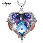 Cdyle Angel Wings Necklace Crystals from Swarovski Necklaces Fashion Jewelry For Women Heart Of Angel Mother's Day Mom Necklace