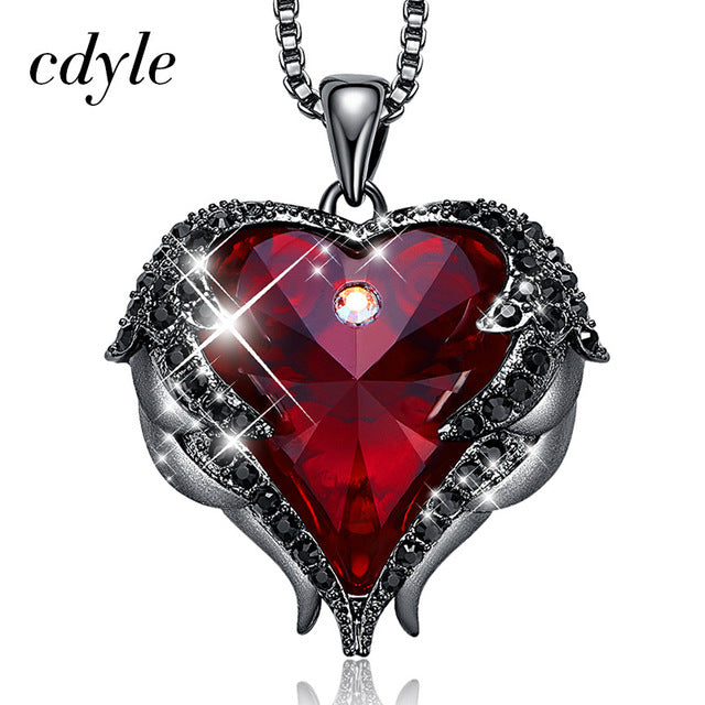 Cdyle Angel Wings Necklace Crystals from Swarovski Necklaces Fashion Jewelry For Women Heart Of Angel Mother's Day Mom Necklace